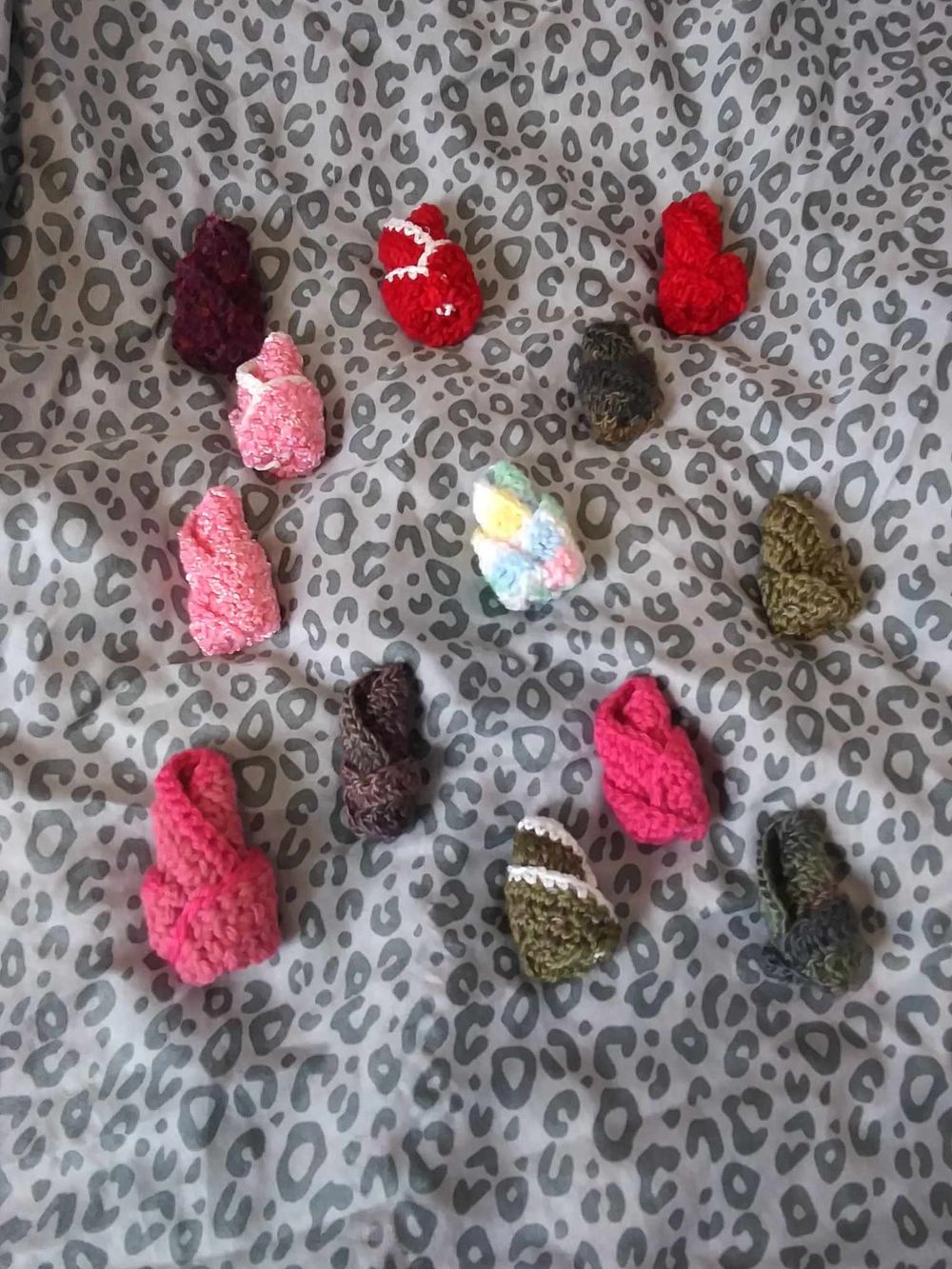 Handmade crochet rose buds